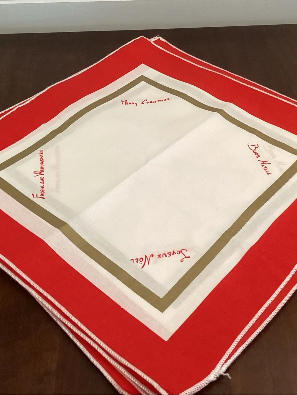 German Holiday Antique  Red and White Dinner Napkins (12)